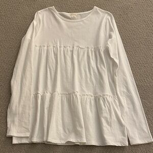 White Long Sleeve Tiered Top